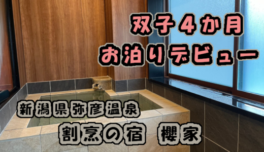 【新潟】【４カ月】【双子】「弥彦 櫻家」でお泊りデビュー